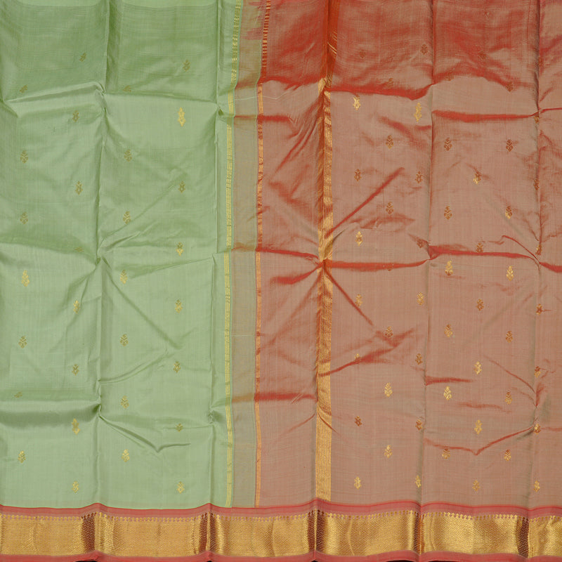 Hayagrivas Handloom Kanjivaram Silk Saree in Elegant Light Pastel Green KBD2151C1-9