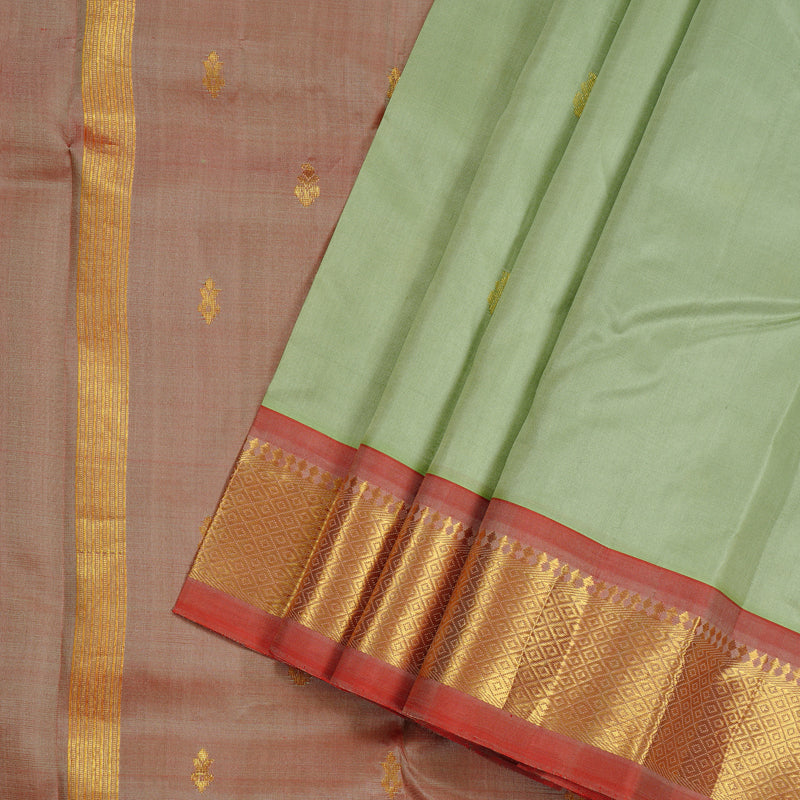 Hayagrivas Handloom Kanjivaram Silk Saree in Elegant Light Pastel Green KBD2151C1-9