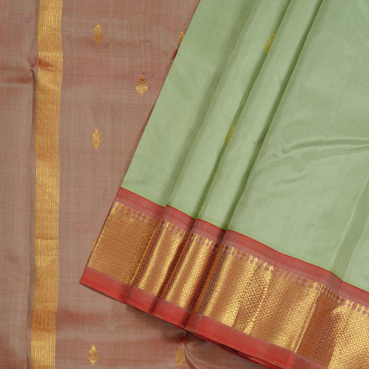 Hayagrivas Handloom Kanjivaram Silk Saree in Elegant Light Pastel Green KBD2151C1-9