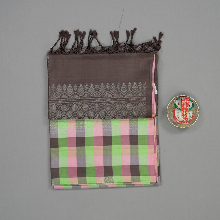 Hayagrivas Multicolour Checks Pure Soft Silk Saree KBD2158C1-3