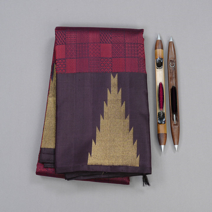 Hayagrivas Plum Purple Handloom Kanjivaram Silk Saree KBD2168C2-1