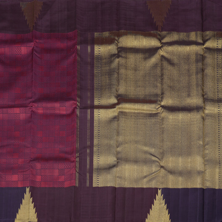 Hayagrivas Plum Purple Handloom Kanjivaram Silk Saree KBD2168C2-1