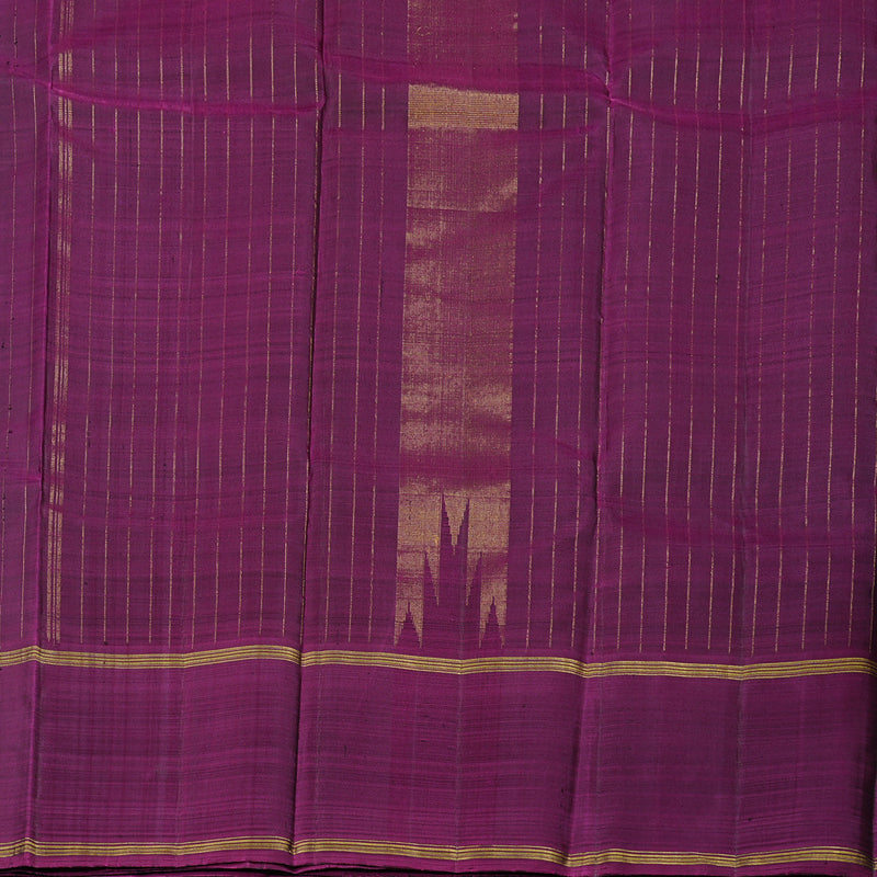 Hayagrivas Dark Green Handloom Kanjivaram Silk Saree with Dark Purple Border KBD2168C3-1