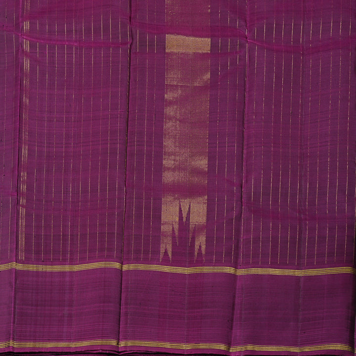 Hayagrivas Dark Green Handloom Kanjivaram Silk Saree with Dark Purple Border KBD2168C3-1
