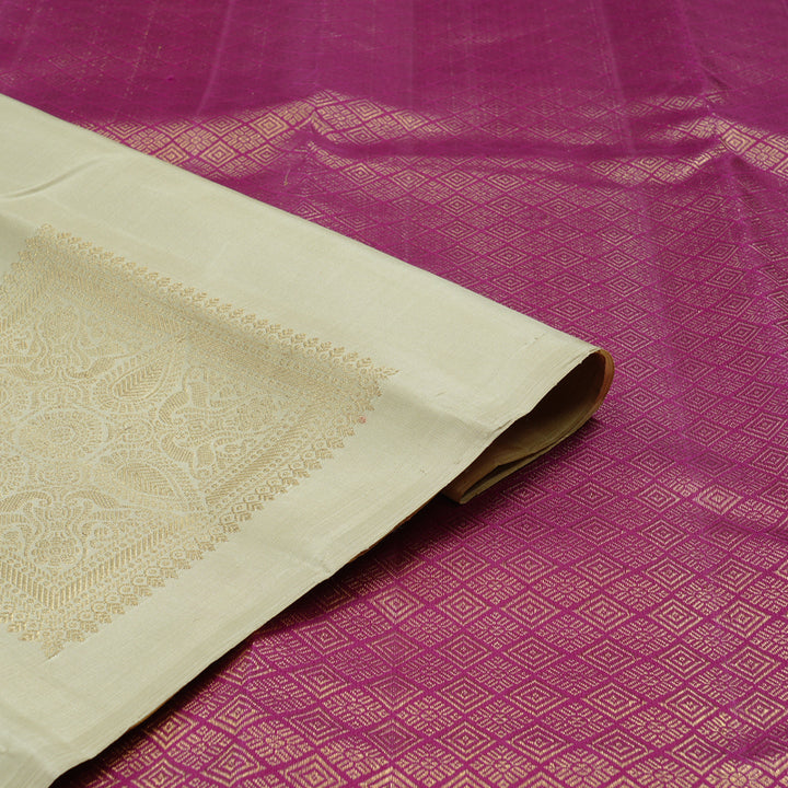 Hayagrivas Beige Handloom Kanjivaram Silk Saree KBD2171C1-2