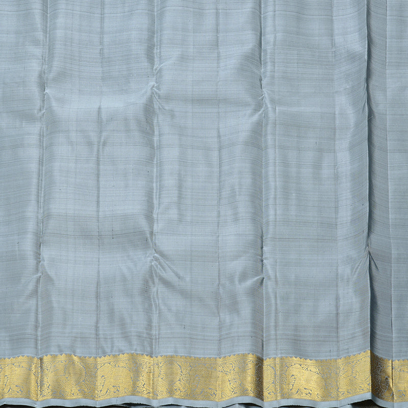 Hayagrivas Ash Grey Handloom Kanjivaram Silk Saree with Silver Grey Border KBD2171C2-1