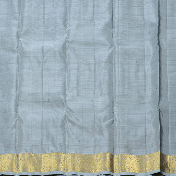 Hayagrivas Ash Grey Handloom Kanjivaram Silk Saree with Silver Grey Border KBD2171C2-1