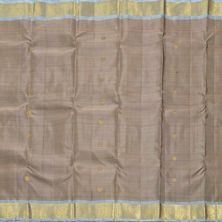 Hayagrivas Ash Grey Handloom Kanjivaram Silk Saree with Silver Grey Border KBD2171C2-1