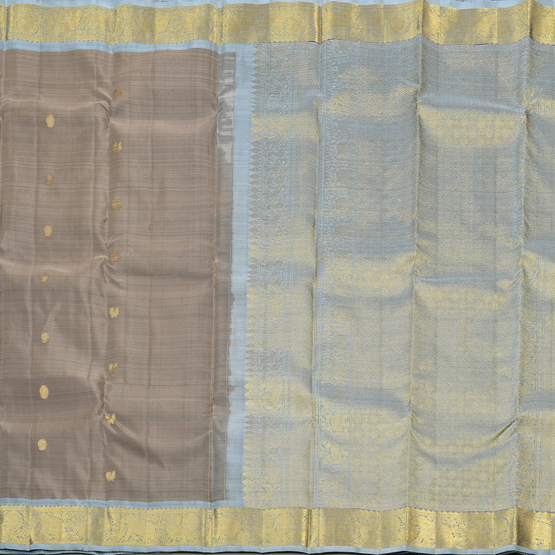 Hayagrivas Ash Grey Handloom Kanjivaram Silk Saree with Silver Grey Border KBD2171C2-1