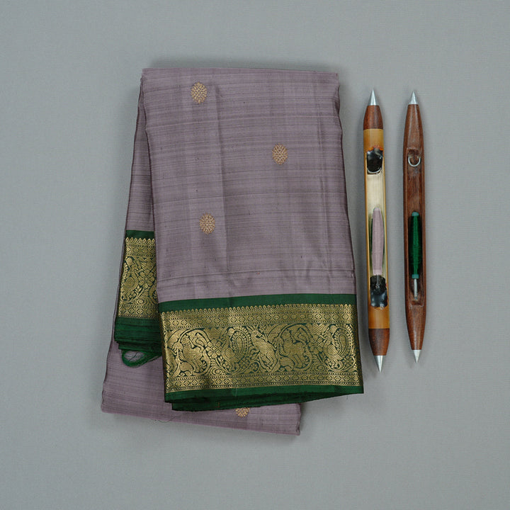 Hayagrivas Handloom Kanjivaram Silk Saree in Sophisticated Grey KBD2171C2-2