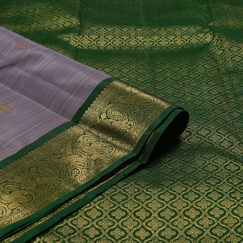 Hayagrivas Handloom Kanjivaram Silk Saree in Sophisticated Grey KBD2171C2-2
