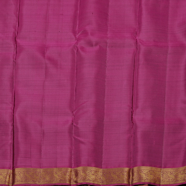 Hayagrivas Teal Green Handloom Kanjivaram Silk Saree with Dark Pink Border KBD2171C2-3