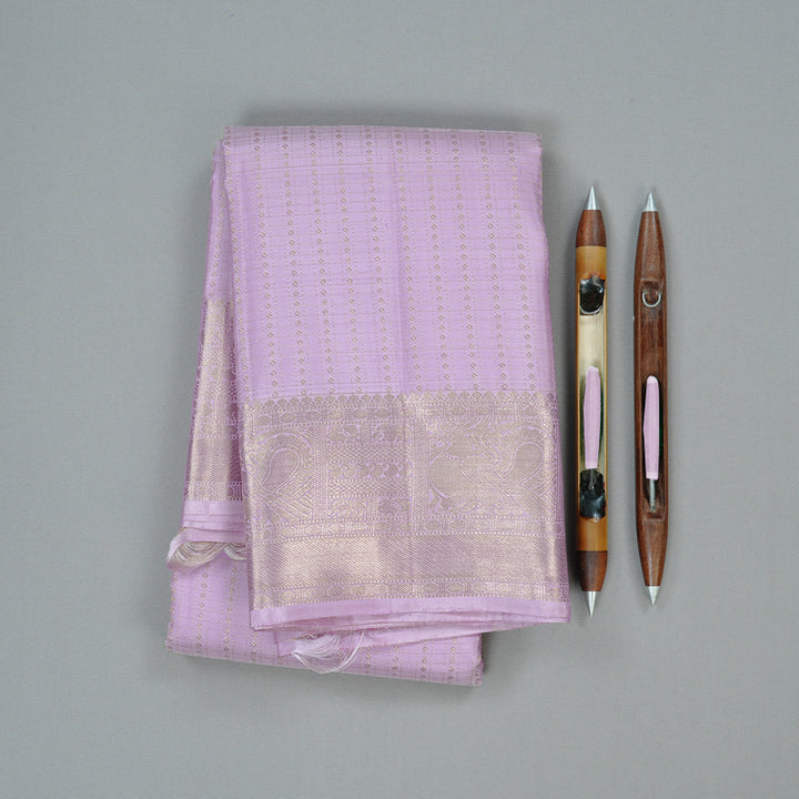 Hayagrivas Lavender Handloom Kanjivaram Silk Saree KBD2171C3-1