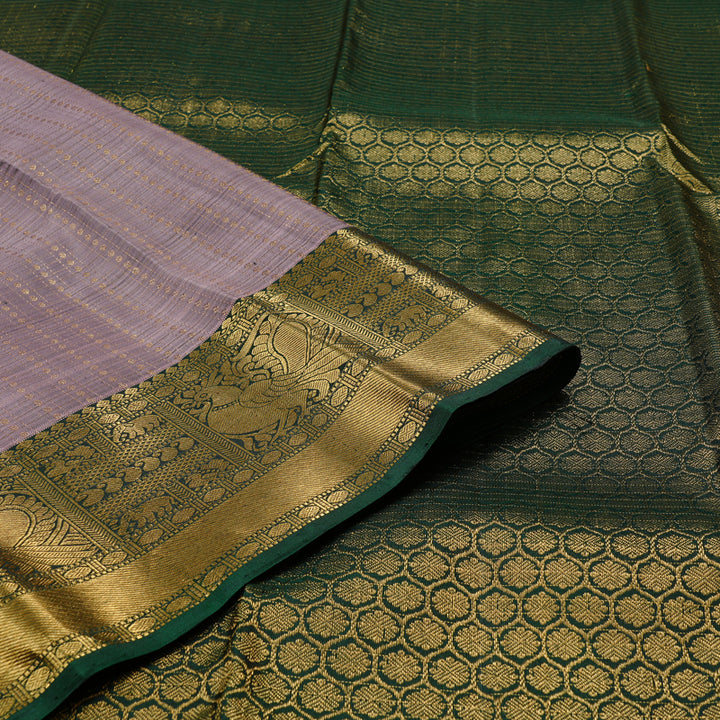 Hayagrivas Rosewood Pink Handloom Kanjivaram Silk Saree with Bottle Green Border KBD2171C3-3