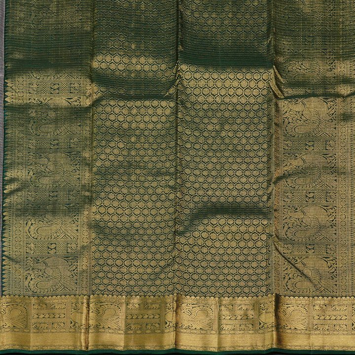 Hayagrivas Rosewood Pink Handloom Kanjivaram Silk Saree with Bottle Green Border KBD2171C3-3