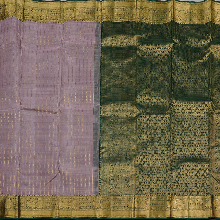 Hayagrivas Rosewood Pink Handloom Kanjivaram Silk Saree with Bottle Green Border KBD2171C3-3