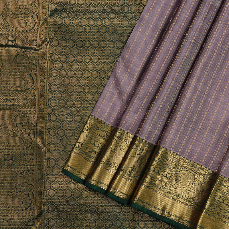 Hayagrivas Rosewood Pink Handloom Kanjivaram Silk Saree with Bottle Green Border KBD2171C3-3