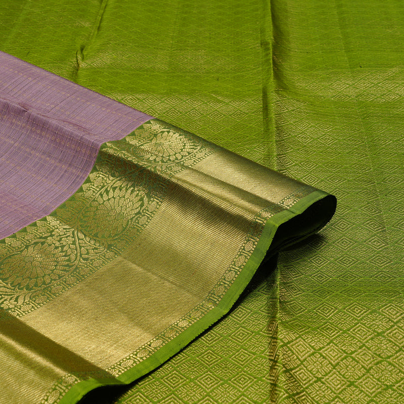 Hayagrivas Rosewood Pink Handloom Kanjivaram Silk Saree with Olive Green Border KBD2171C3-4