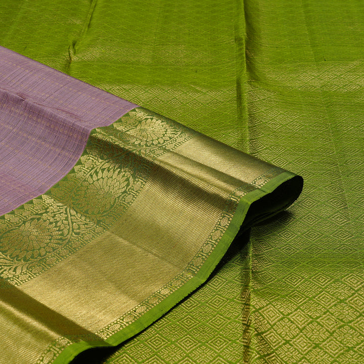 Hayagrivas Rosewood Pink Handloom Kanjivaram Silk Saree with Olive Green Border KBD2171C3-4