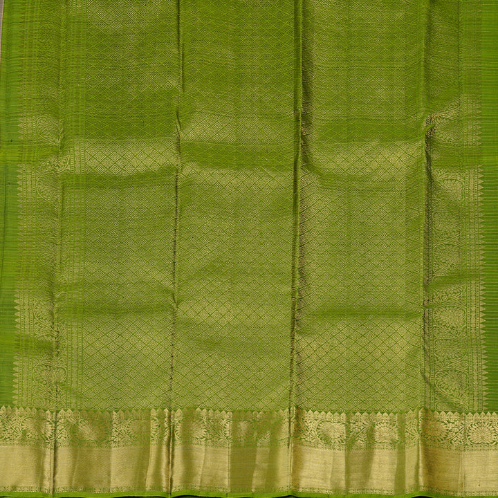 Hayagrivas Rosewood Pink Handloom Kanjivaram Silk Saree with Olive Green Border KBD2171C3-4