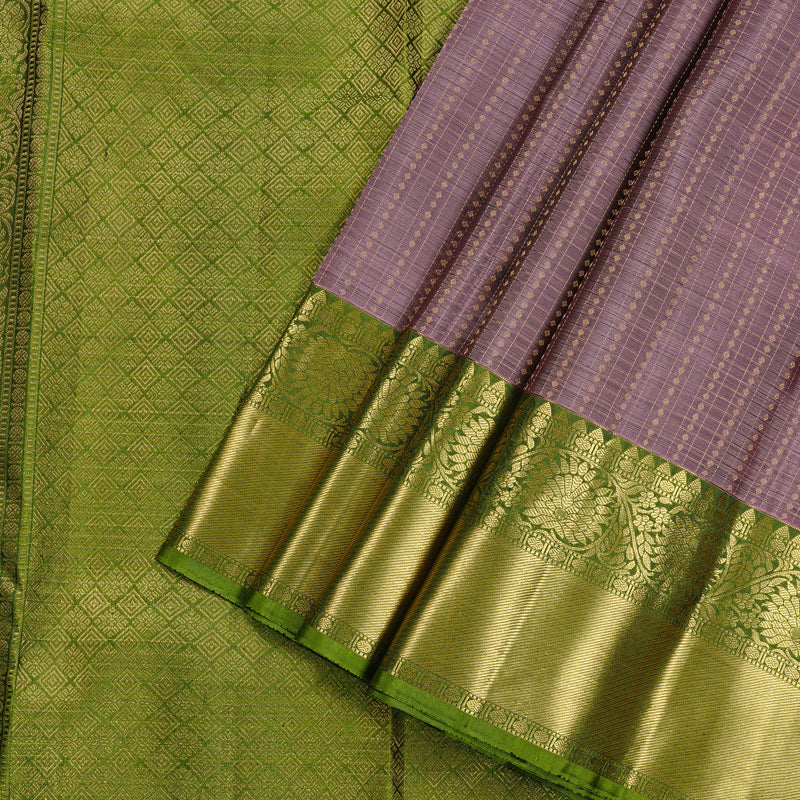 Hayagrivas Rosewood Pink Handloom Kanjivaram Silk Saree with Olive Green Border KBD2171C3-4