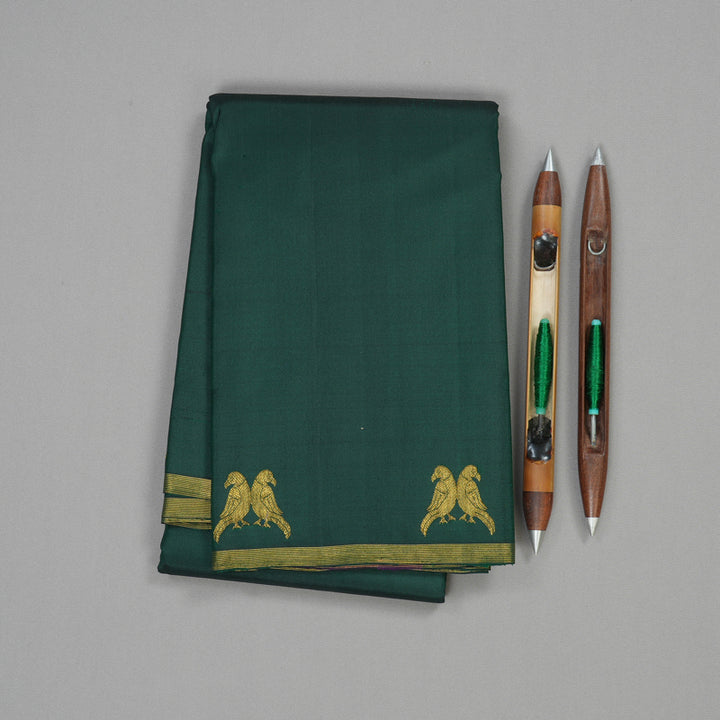 Hayagrivas Bottle Green Handloom Kanjivaram Silk Saree KBD2174C1-5