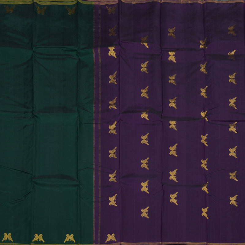 Hayagrivas Bottle Green Handloom Kanjivaram Silk Saree KBD2174C1-5