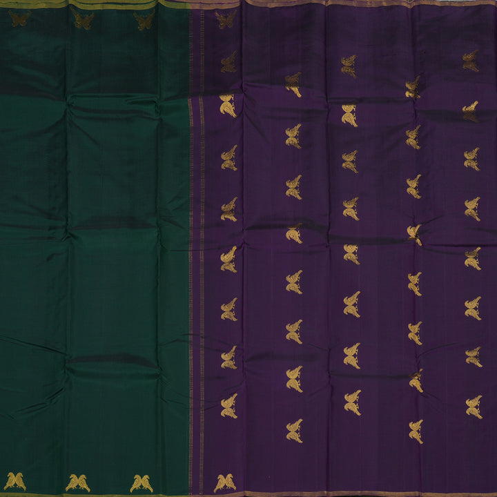 Hayagrivas Bottle Green Handloom Kanjivaram Silk Saree KBD2174C1-5