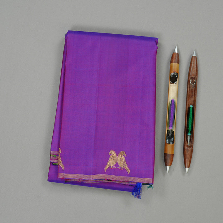 Hayagrivas Handloom Kanjivaram Silk saree in Purple with Dark Green KBE291E4-2