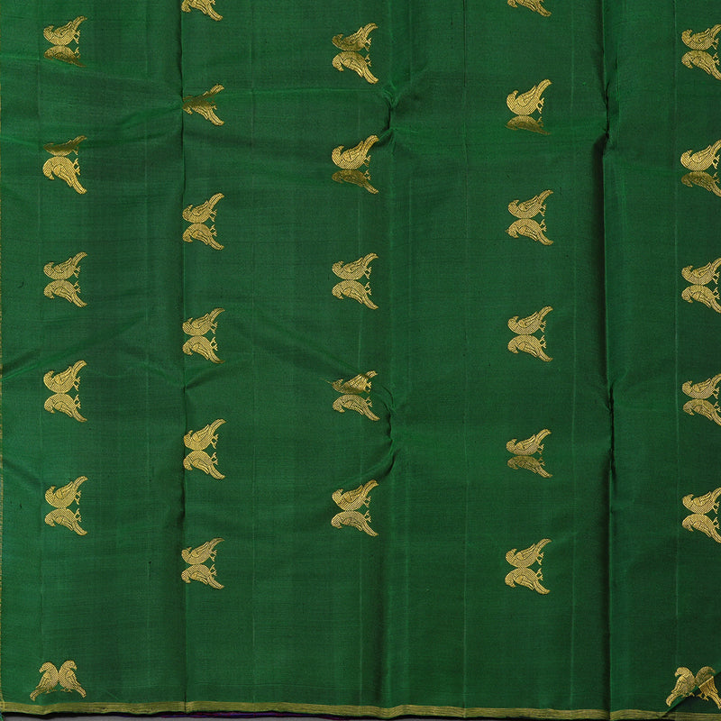Hayagrivas Handloom Kanjivaram Silk saree in Purple with Dark Green KBE291E4-2