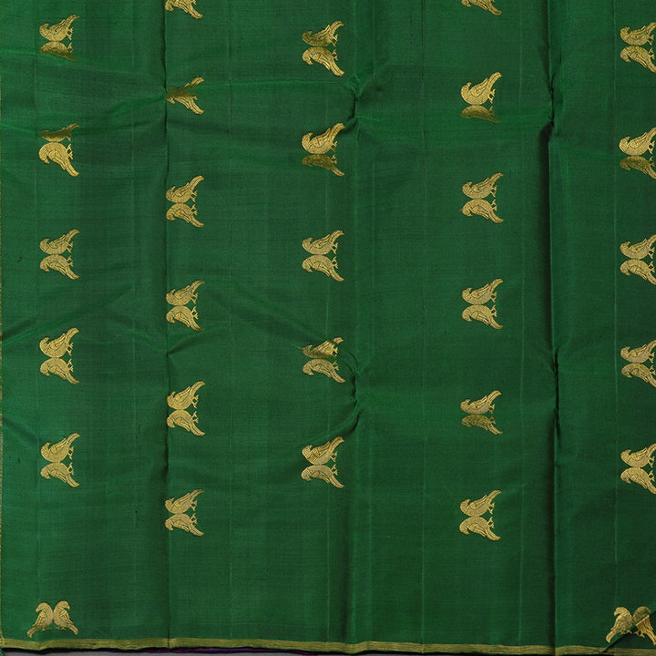 Hayagrivas Handloom Kanjivaram Silk saree in Purple with Dark Green KBE291E4-2