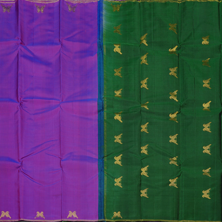 Hayagrivas Handloom Kanjivaram Silk saree in Purple with Dark Green KBE291E4-2