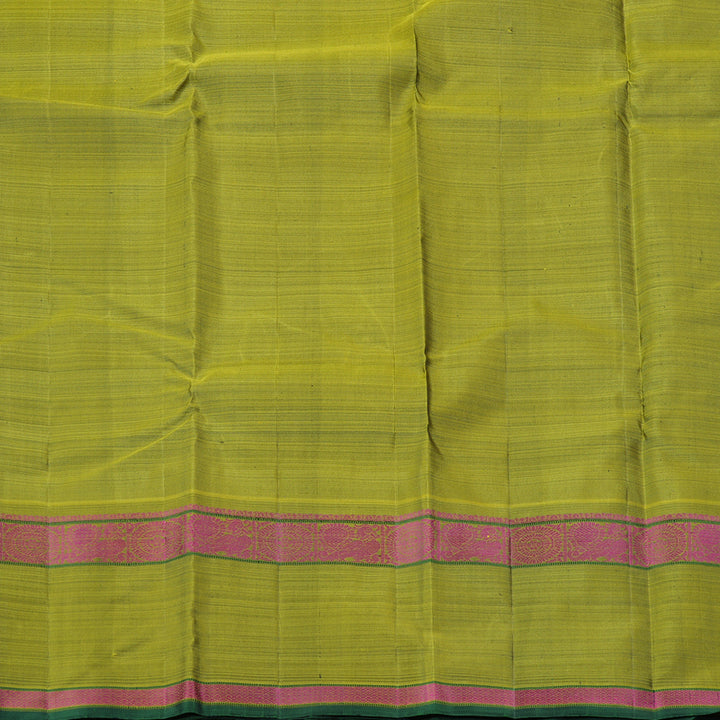 Hayagrivas Dark Blue Handloom Kanjivaram Silk Saree with Mehandi Green Border KBD2174C2-1