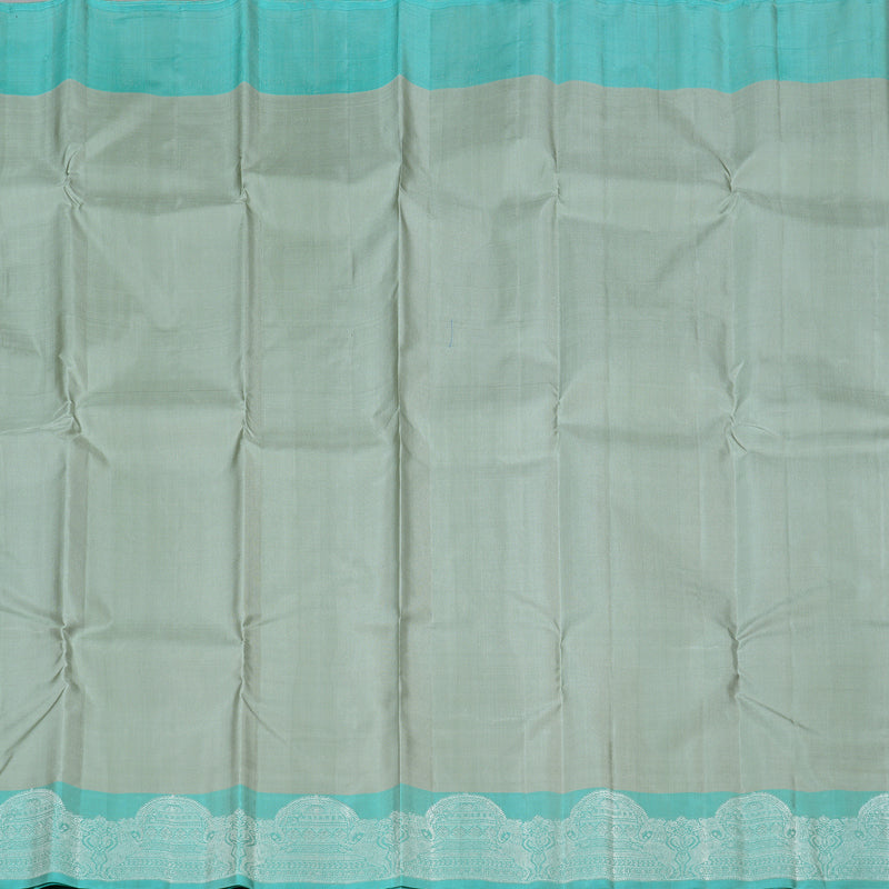 Hayagrivas Silver Grey Handloom Kanjivaram Silk Saree with Light Sky Blue Border KBD2174C5-1