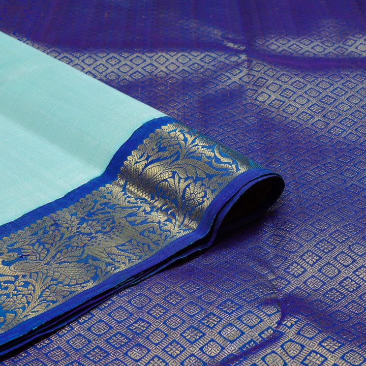Hayagrivas Handloom Kanjivaram Silk Saree in Dreamy Light Pastel Blue KBD2175C2-1
