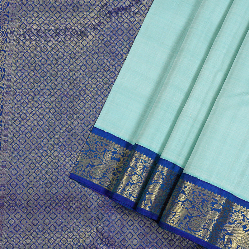 Hayagrivas Handloom Kanjivaram Silk Saree in Dreamy Light Pastel Blue KBD2175C2-1