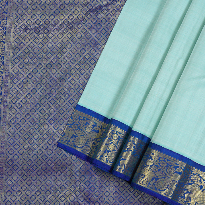 Hayagrivas Handloom Kanjivaram Silk Saree in Dreamy Light Pastel Blue KBD2175C2-1