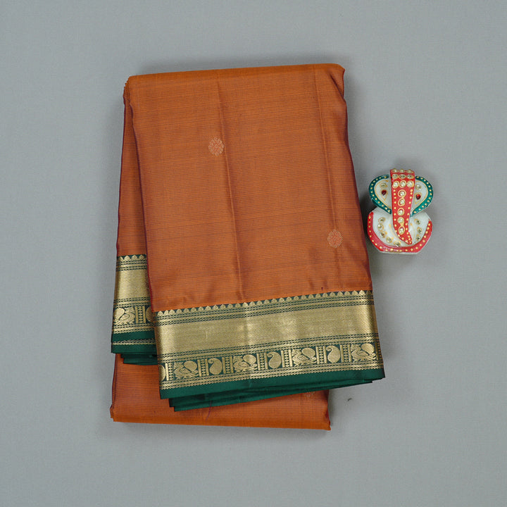 Hayagrivas Handloom Kanjivaram Silk Saree in Timeless Burnt Orange KBD2176C1-2