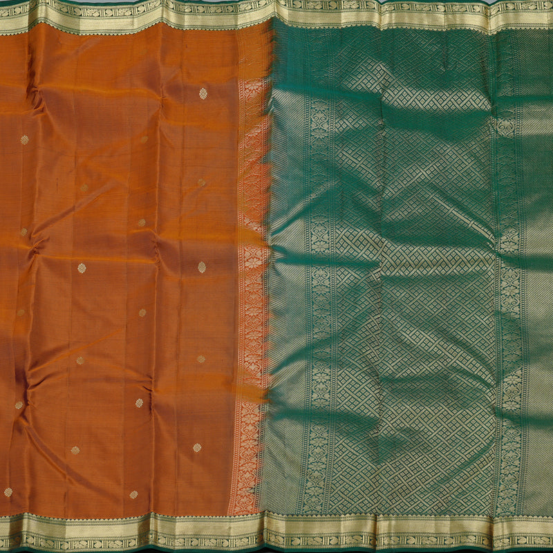 Hayagrivas Handloom Kanjivaram Silk Saree in Timeless Burnt Orange KBD2176C1-2