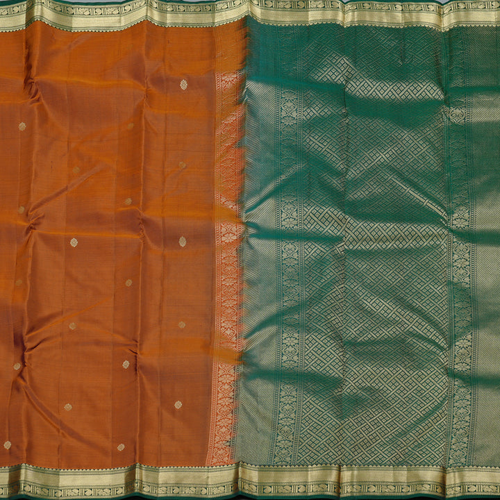 Hayagrivas Handloom Kanjivaram Silk Saree in Timeless Burnt Orange KBD2176C1-2
