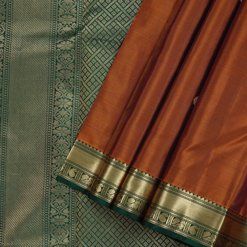 Hayagrivas Handloom Kanjivaram Silk Saree in Timeless Burnt Orange KBD2176C1-2