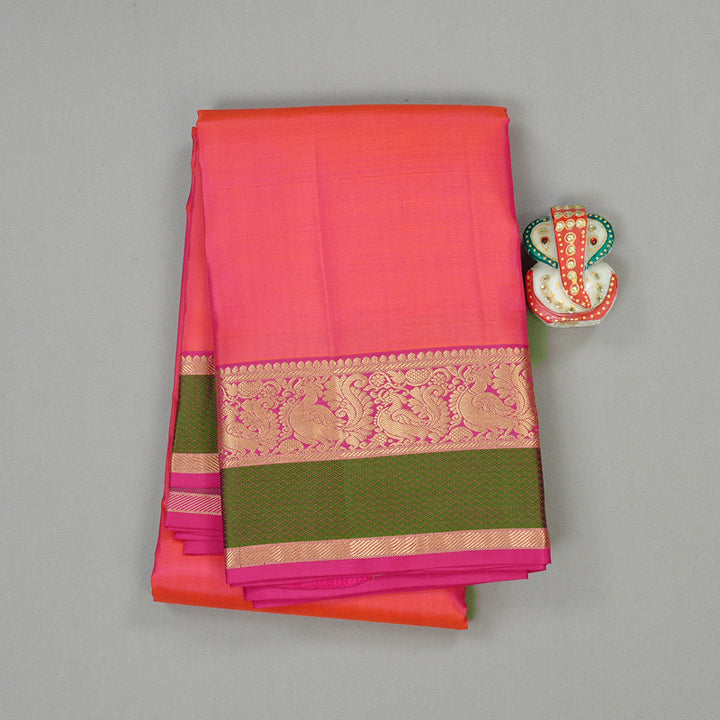 Hayagrivas Handloom Kanjivaram Silk Saree in Soft Orangish Pink KBD2176C2-12