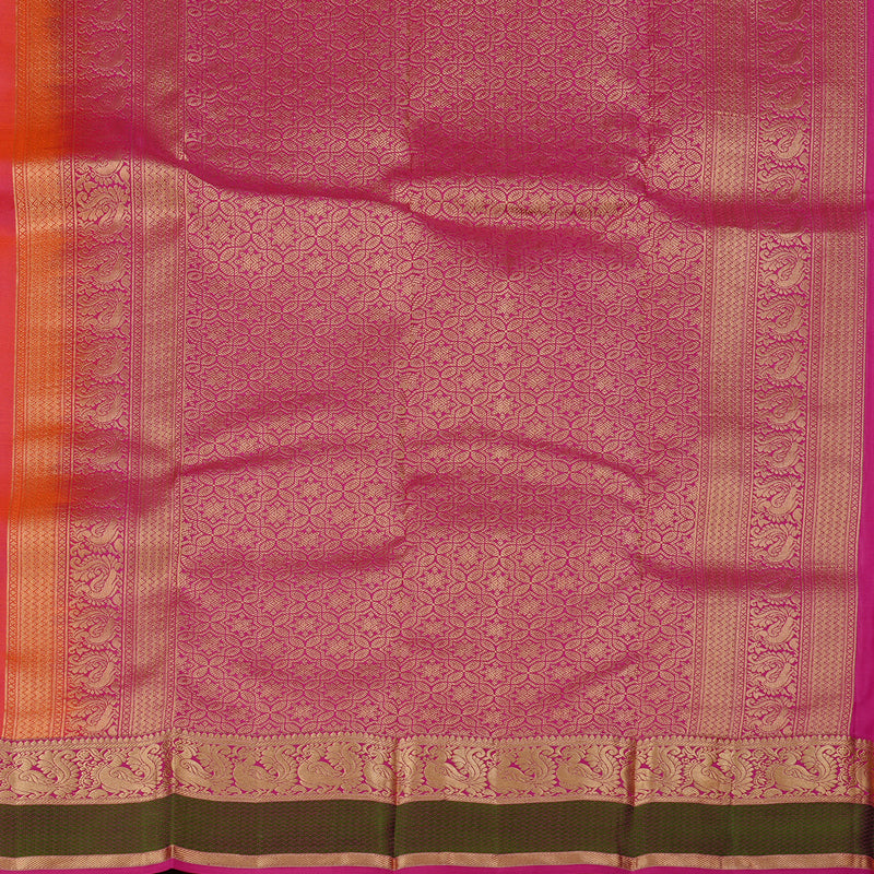 Hayagrivas Handloom Kanjivaram Silk Saree in Soft Orangish Pink KBD2176C2-12