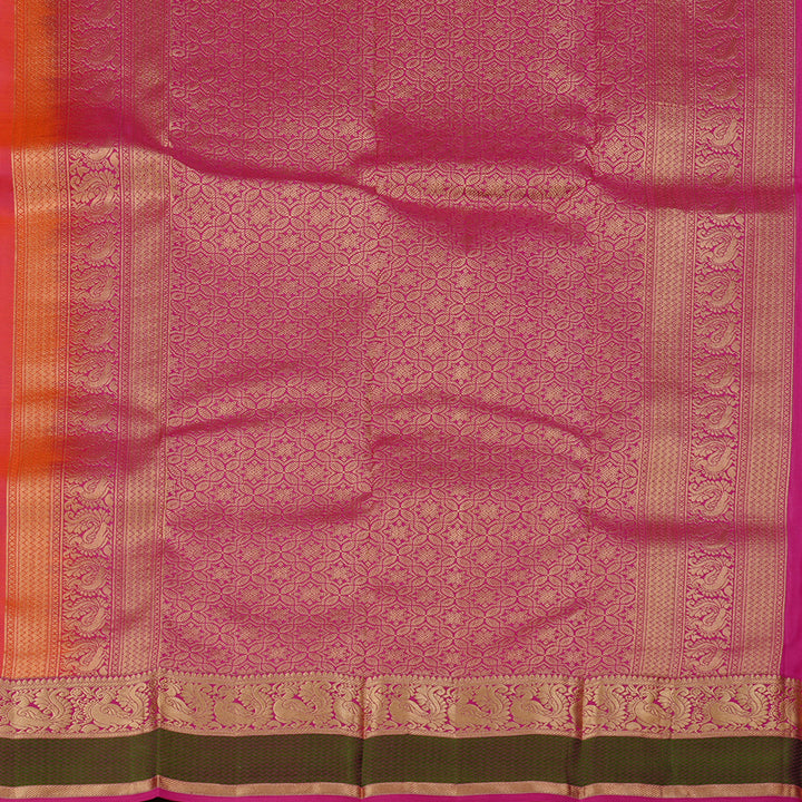 Hayagrivas Handloom Kanjivaram Silk Saree in Soft Orangish Pink KBD2176C2-12
