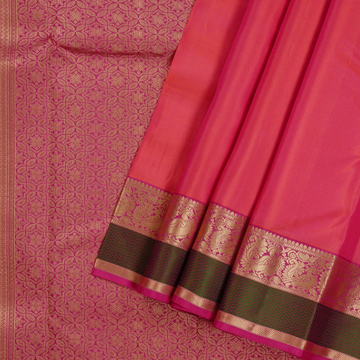 Hayagrivas Handloom Kanjivaram Silk Saree in Soft Orangish Pink KBD2176C2-12