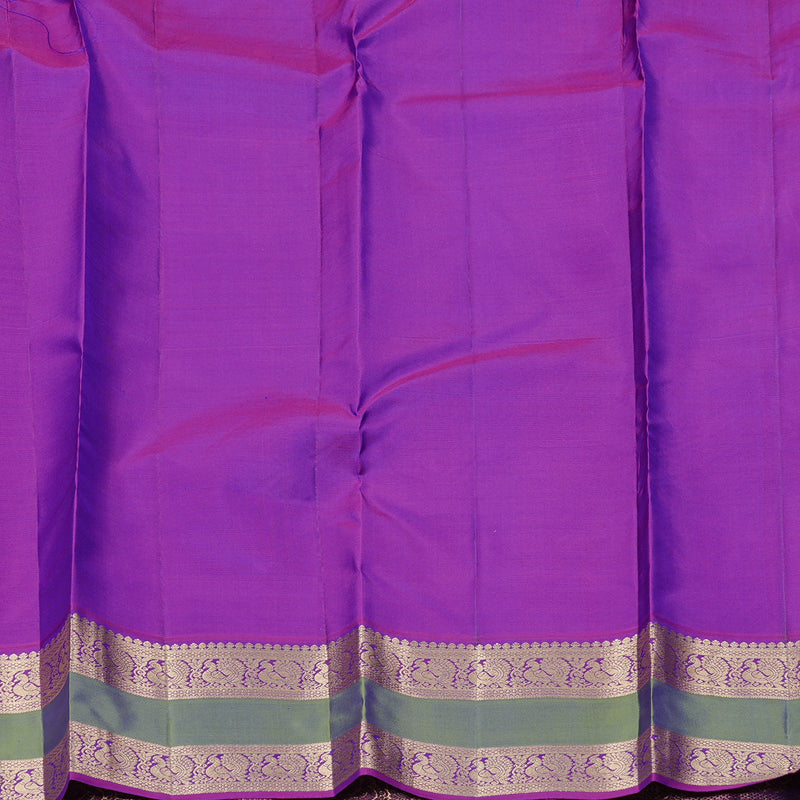 Hayagrivas Peacock Blue Handloom Kanjivaram Silk Saree with Purple Border KBD2176C2-7
