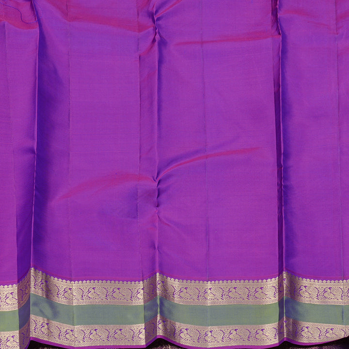 Hayagrivas Peacock Blue Handloom Kanjivaram Silk Saree with Purple Border KBD2176C2-7