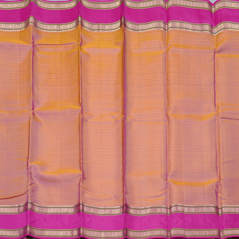 Hayagrivas Orangish Pink Handloom Kanjivaram Silk Saree with Pink Border KBD2176C3-2