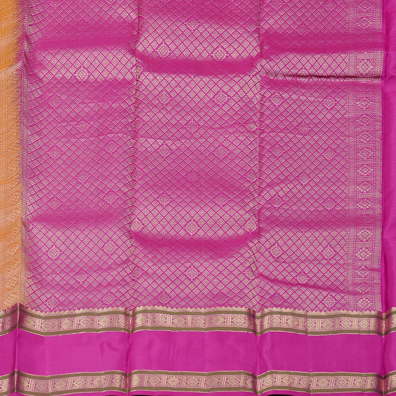 Hayagrivas Orangish Pink Handloom Kanjivaram Silk Saree with Pink Border KBD2176C3-2