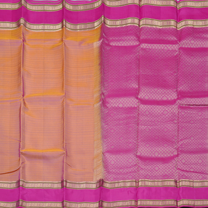 Hayagrivas Orangish Pink Handloom Kanjivaram Silk Saree with Pink Border KBD2176C3-2